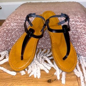 Black t-strap sandals - like new
